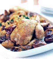 Poussin with figs and couscous