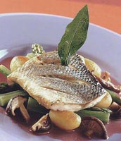 sea bass with lime, coriander and port wine sauce